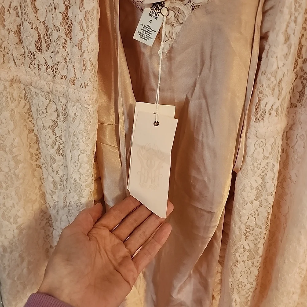 we are hah blush pink slip dress + Lace cardigan S - Picture 2 of 4